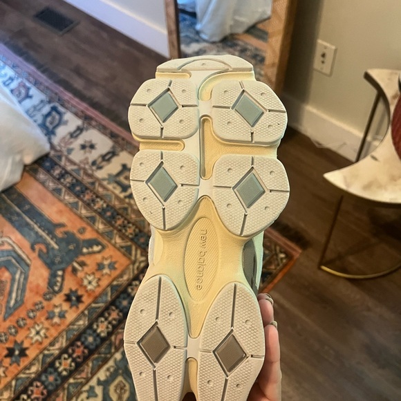 New Balance 9060 Cream and Blue Athletic Shoes - Picture 5 of 5